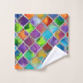 Motif de Quatrefoil - Aquarelle colorée (Gant de toilette)