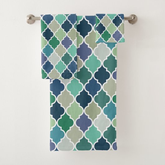 Motif de quatrefoil bleu, vert et turquoise (En situation)