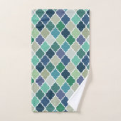 Motif de quatrefoil bleu, vert et turquoise (Serviette à main)
