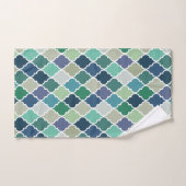 Motif de quatrefoil bleu, vert et turquoise (Serviette à main)