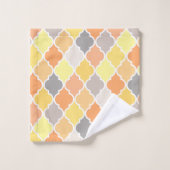 Motif de quatrefoil jaune, orange et gris (Gant de toilette)