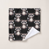 Motif de Raton Laveur Noir  (Gant de toilette)