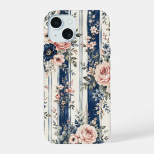 Motif de rayure florale marine aquarelle