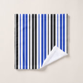 Motif de rayures blanches noires bleues (Gant de toilette)