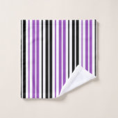 Motif de rayures blanches noires violettes (Gant de toilette)