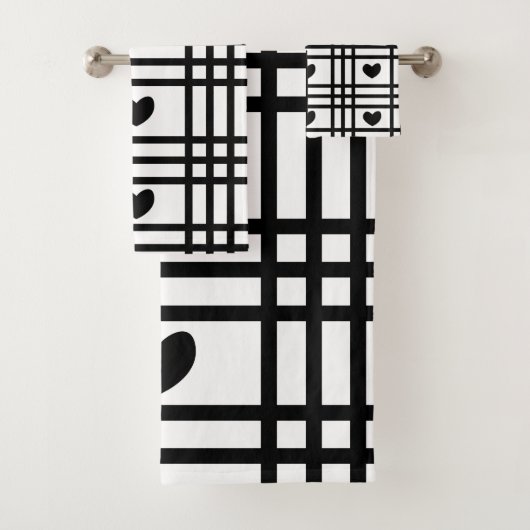 Motif de rayures de coeur noir et blanc (En situation)