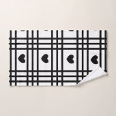 Motif de rayures de coeur noir et blanc (Serviette à main)