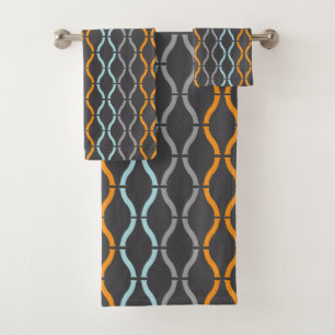 Motif de rayures funky bleu, gris et orange pour s
