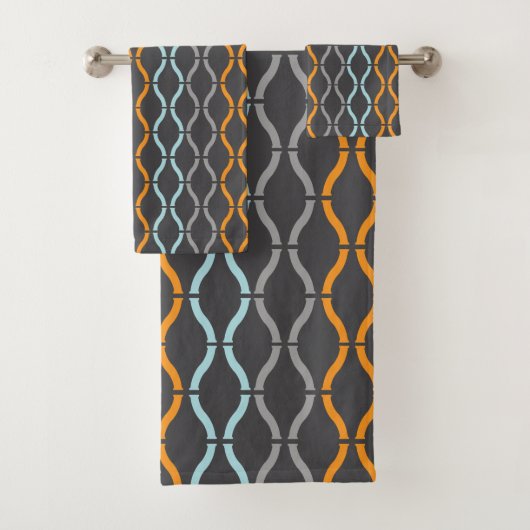 Motif de rayures funky bleu, gris et orange pour s (En situation)