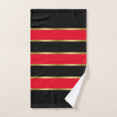 Motif de rayures rouge et or noir (Serviette à main)