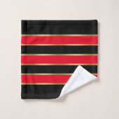 Motif de rayures rouge et or noir (Gant de toilette)