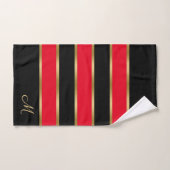 Motif de rayures rouge et or noir (Serviette à main)