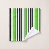 Motif de rayures vert noir blanc (Gant de toilette)