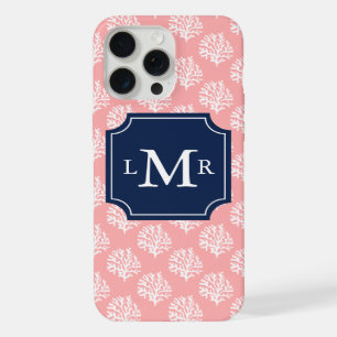 Motif de récif de corail rose et monogramme