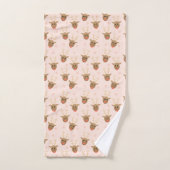 Motif de rennes - Flocs de neige d'hiver Orange (Serviette à main)