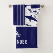 Motif de requin bleu et blanc avec nom Boy (En situation)