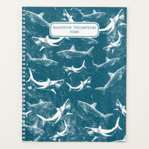 Motif de requins bleus détendu Nom personnalisé