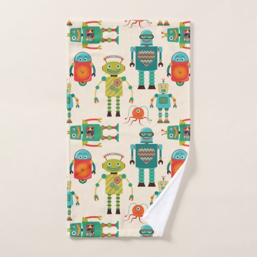 Motif de robots rétro colorés (Serviette à main)