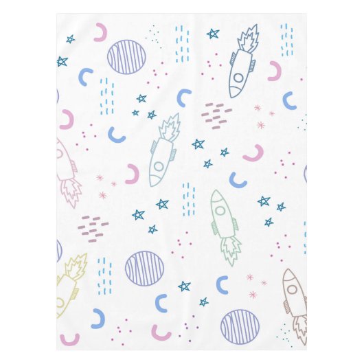 Motif de roquettes spatiales mignonnes | Nappe (Devant)