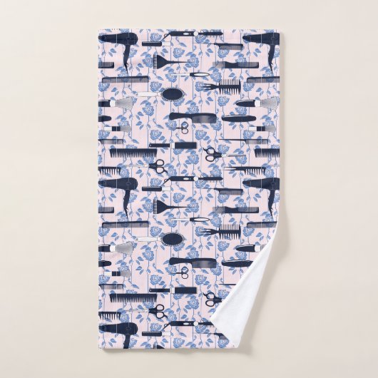 Motif de rose de bleu de soin de beauté (Serviette à main)
