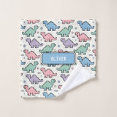 Motif de silhouettes de dinosaures en pixels paste (Gant de toilette)