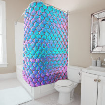 MOTIF de sirène FAUX iridescente rideau douche