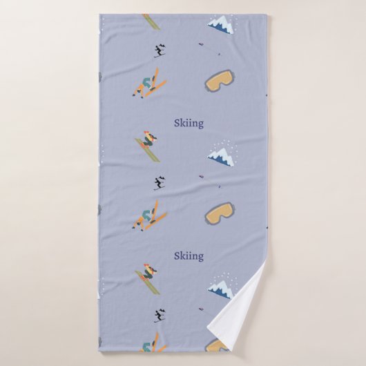 Motif de ski sur bleu (Serviette de bain)