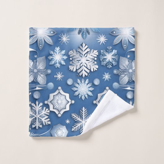 Motif de snowflacon bleu glace (Gant de toilette)