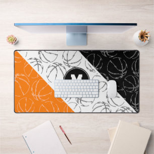 motif de sport en dessin linéaire noir orange bask