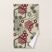 motif de style asiatique hexagone rouge et noir (Serviette à main)