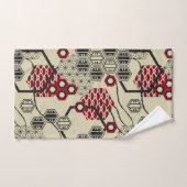 motif de style asiatique hexagone rouge et noir (Serviette à main)