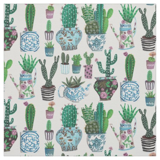 Motif de surface de succulentes de cactus | Tissu (Échantillon)