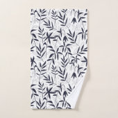 Motif de sutures en bambou blanc et bleu (Serviette à main)