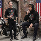 Motif de sweat à capuche Café Crâne et Roses Drape