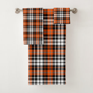 Motif de tartan à carreaux orange noir blanc
