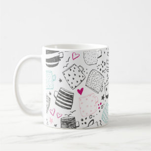 Motif de tasse dessinée à la main, conception tran