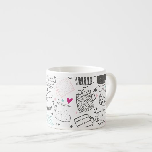 Motif de tasse dessinée à la main, conception tran (Devant droit)