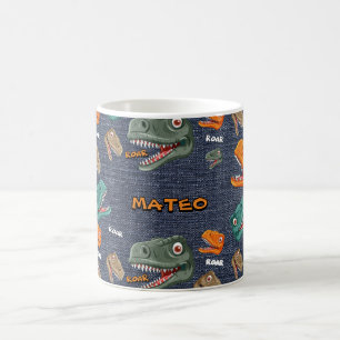 Motif de tasse dinosaure audacieux pour garçons