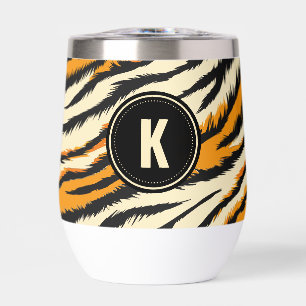 Motif de tigre noir et orange avec monogramme