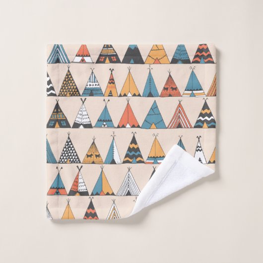 Motif de tipi. Tente d'été autochtone de Wigwam (Gant de toilette)
