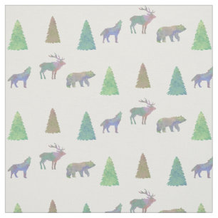 Motif de tissu de loup d'orignaux d'ours