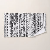 Motif de tissu ethnique tribal noir et blanc (Serviette à main)