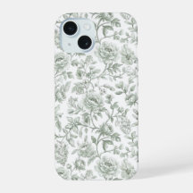 Motif de toile fleurie vert sauge vintage