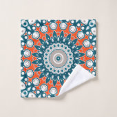 Motif de totem géométrique Mandala Turquoise orang (Gant de toilette)