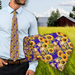 Motif De Tournesol Cravate Pourpre Avec Animaux De