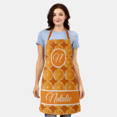 Motif de tranche orange - tablier monogrammé (Porté)