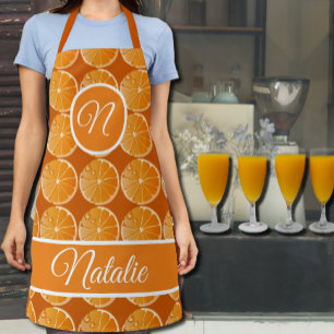 Motif de tranche orange - tablier monogrammé