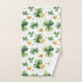 Motif de trèfle à l'aquarelle • Vert et or (Serviette à main)