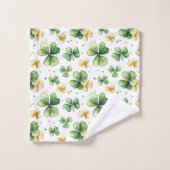 Motif de trèfle à l'aquarelle • Vert et or (Gant de toilette)