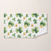 Motif de trèfle à l'aquarelle • Vert et or (Serviette à main)
